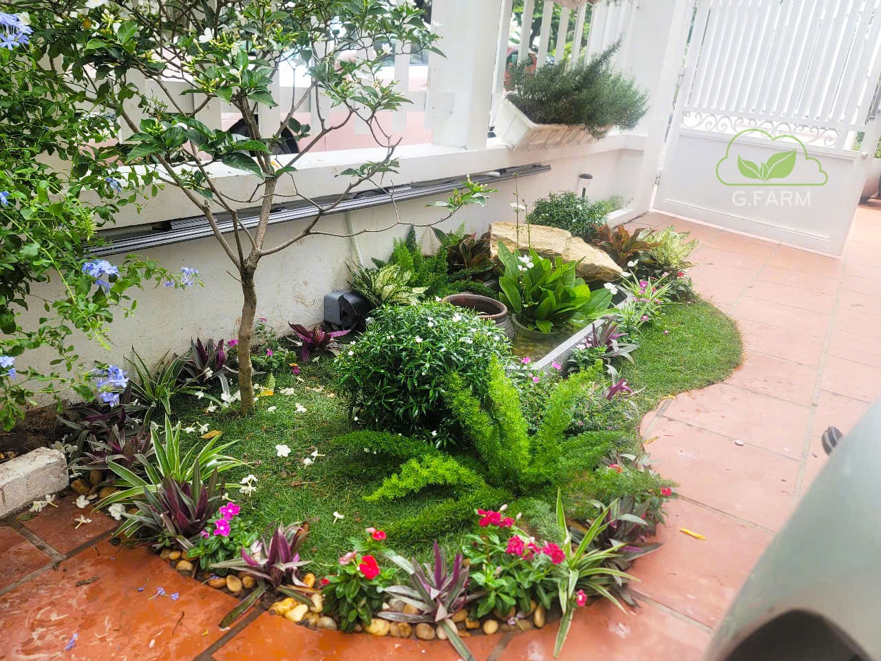 Tiểu cảnh nhỏ bể cá phong thuỷ tại Vinhome Long Biên